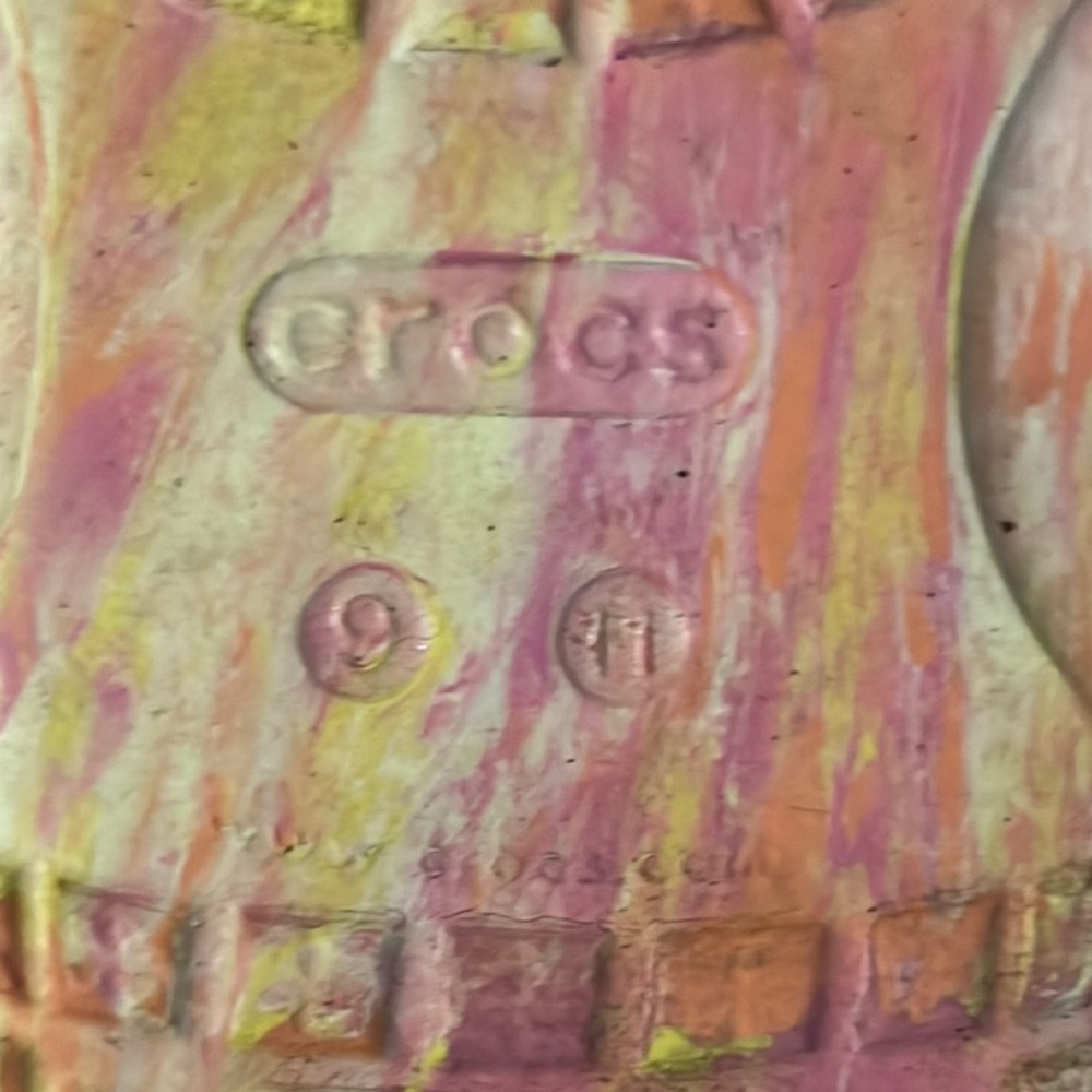 CROCS Pink and Orange Artistic Sandals - Picture 2 of 5